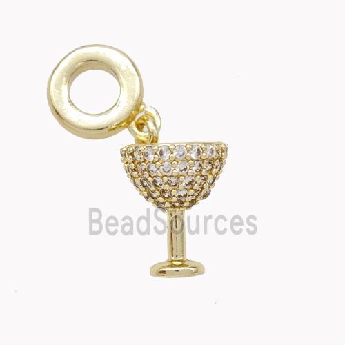 Copper Wine Cup Pendant Pave Zirconia Gold Plated