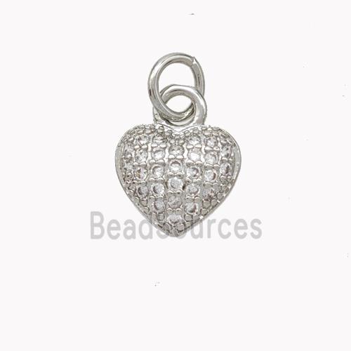 Copper Heart Pendant Micropave Zirconia Platinum Plated