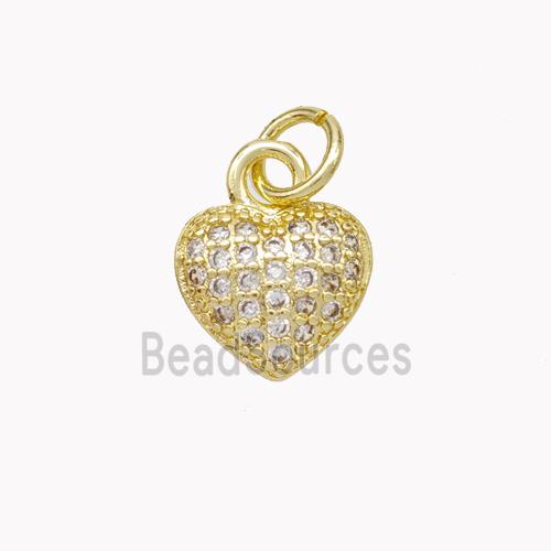 Copper Heart Pendant Micropave Zirconia Gold Plated