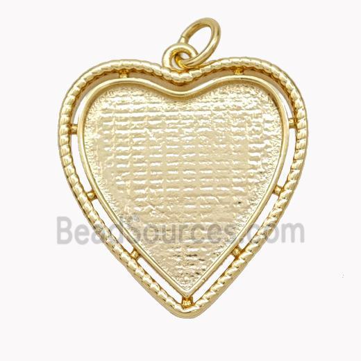 Copper Heart Pendant With Cabochon Pad Gold Plated