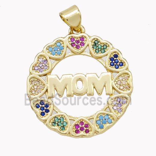 Copper MOM Pendant Pave Zirconia Gold Plated