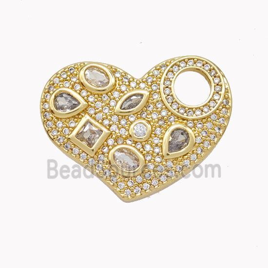 Copper Heart Pendant Micropave Zirconia Gold Plated