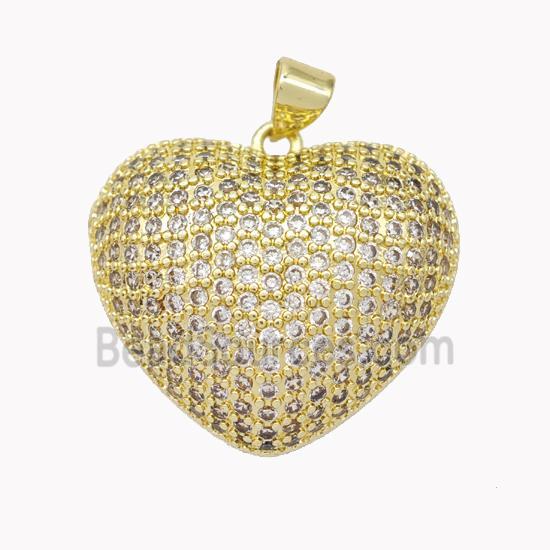 Copper Heart Pendant Micropave Zirconia Gold Plated