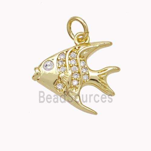 Copper Fish Pendant Micropave Zirconia Gold Plated