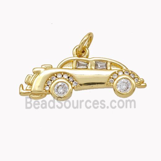 Copper Car Charms Pendant Pave Zirconia Gold Plated