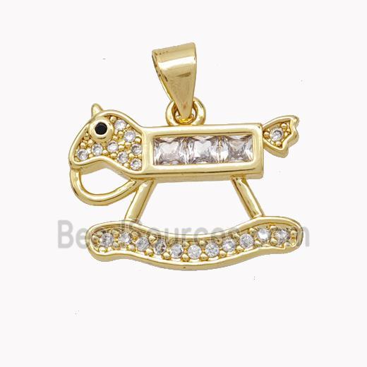 Copper Rock Horse Pendant Pave Zirconia Gold Plated