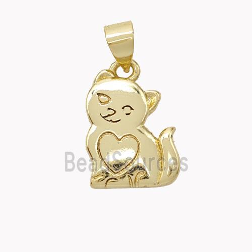 Copper Cat Pendant Heart Gold Plated