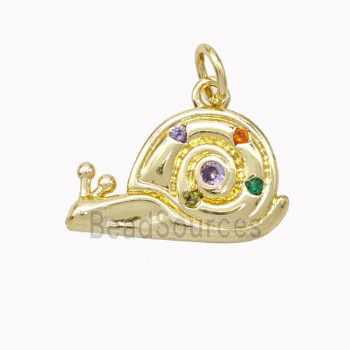 Copper Snail Pendant Pave Zirconia Gold Plated