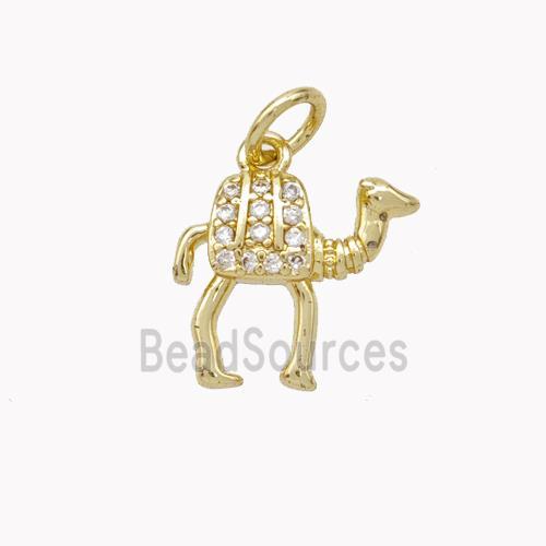 Copper Camel Pendant Pave Zirconia Gold Plated