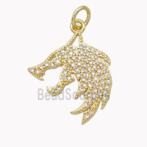 Copper Crocodile Pendant Pave Zirconia Gold Plated