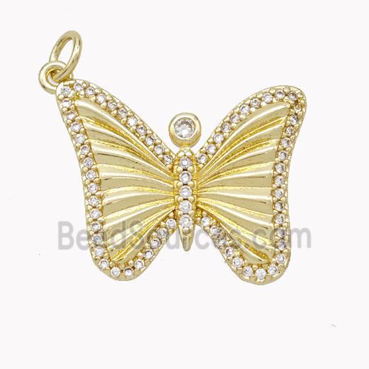 Copper Butterfly Pendant Pave Zirconia Gold Plated