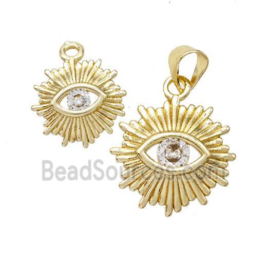 Copper Eye Pendant Micropave Zirconia Gold Plated