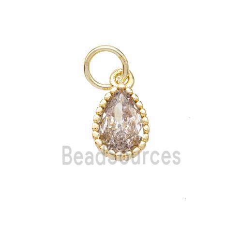 Copper pendant pave zircon, Gold Plated