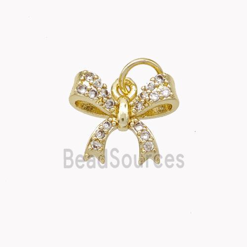 Copper Bowknot Pendant Pave Zirconia Gold Plated