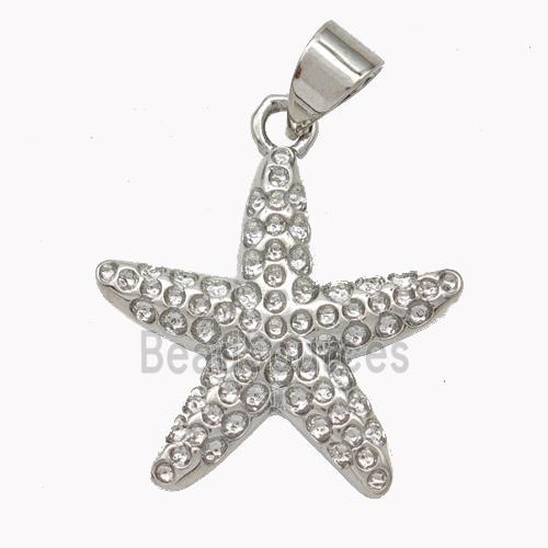 Copper Starfish Pendant Platinum Plated