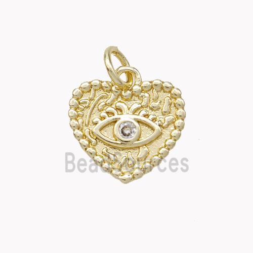 Copper Heart Eye Pendant Pave Zirconia Gold Plated