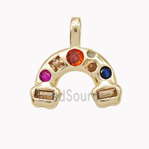 Copper Rainbow Pendant Micropave Zirconia Gold Plated