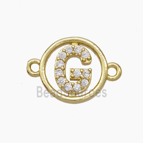 Copper Letter Connector pave zircon, Gold Plated