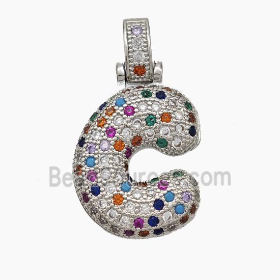 Copper Letter Pendant pave zircon, Platinum Plated