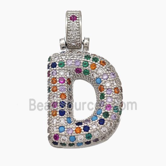 Copper Letter Pendant pave zircon, Platinum Plated