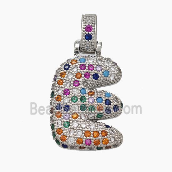 Copper Letter Pendant pave zircon, Platinum Plated