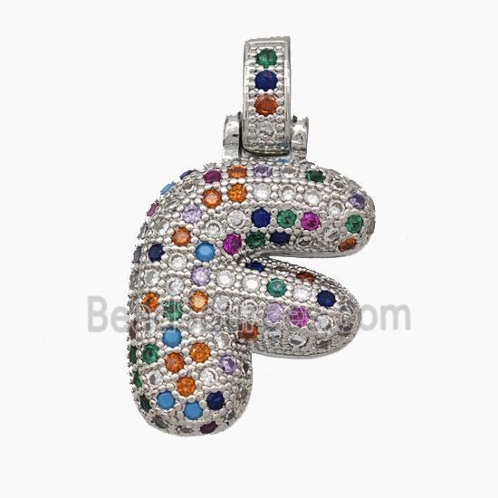 Copper Letter Pendant pave zircon, Platinum Plated