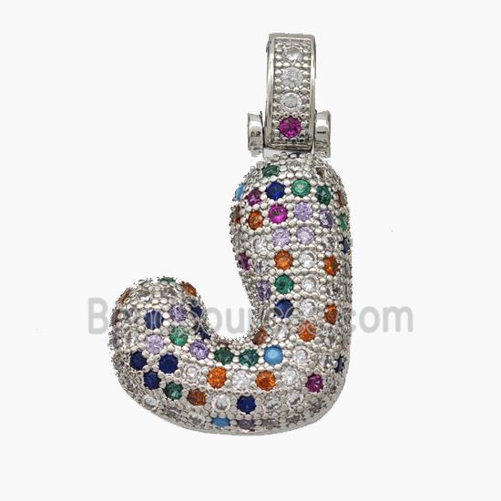 Copper Letter Pendant pave zircon, Platinum Plated