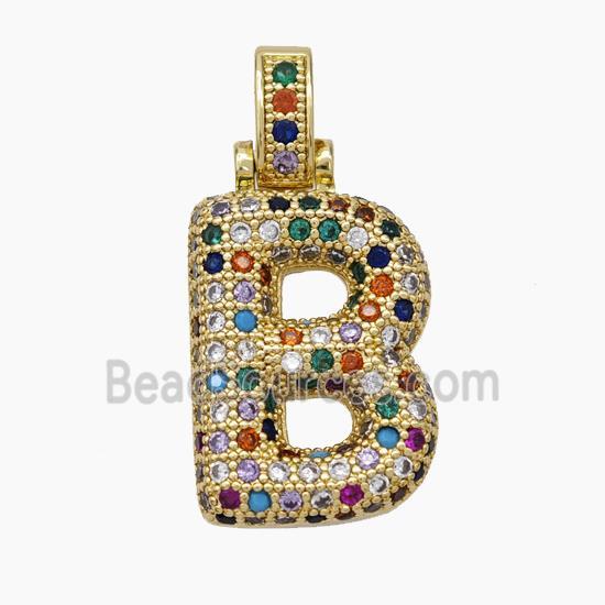 Copper Letter Pendant pave zircon, Gold Plated