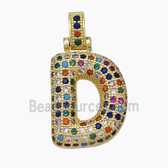 Copper Letter Pendant pave zircon, Gold Plated