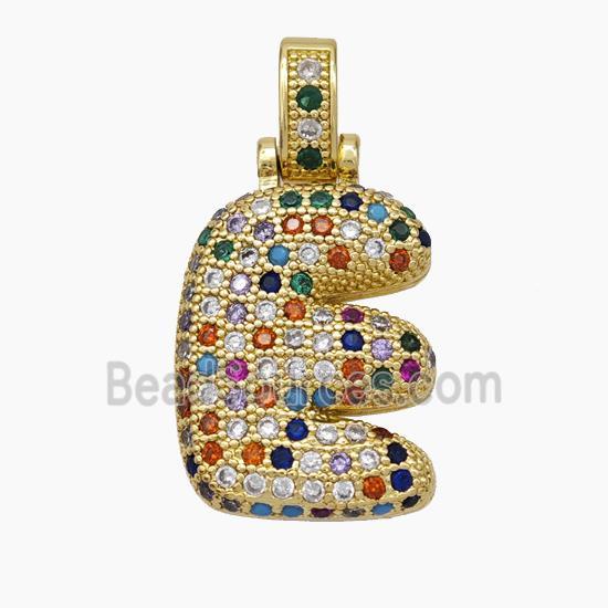 Copper Letter Pendant pave zircon, Gold Plated