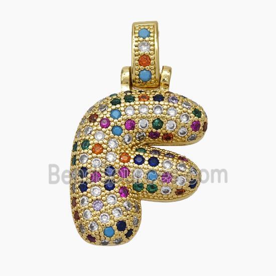 Copper Letter Pendant pave zircon, Gold Plated