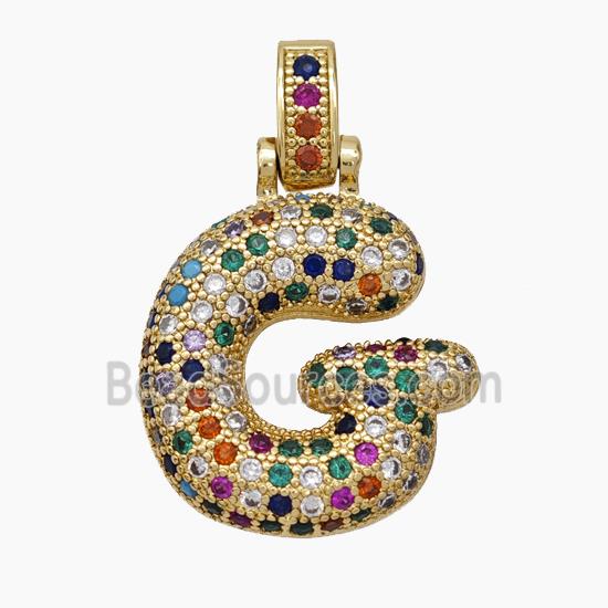 Copper Letter Pendant pave zircon, Gold Plated