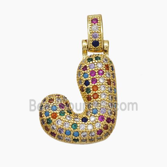 Copper Letter Pendant pave zircon, Gold Plated