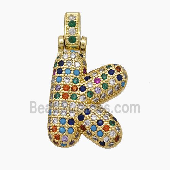 Copper Letter Pendant pave zircon, Gold Plated