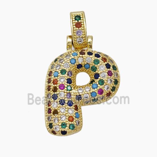 Copper Letter Pendant pave zircon, Gold Plated