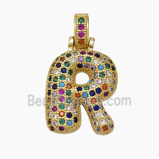 Copper Letter Pendant pave zircon, Gold Plated