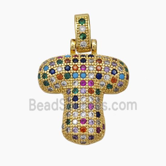 Copper Letter Pendant pave zircon, Gold Plated