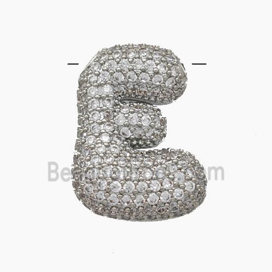 Copper Letter Pendant pave zircon, Platinum Plated