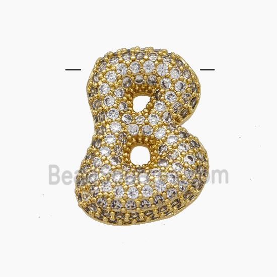 Copper Letter Pendant pave zircon, Gold Plated