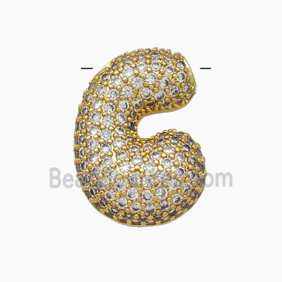 Copper Letter Pendant pave zircon, Gold Plated