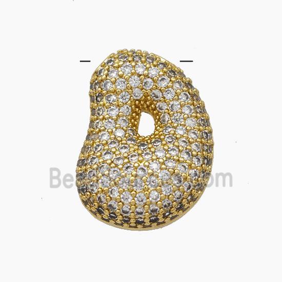 Copper Letter Pendant pave zircon, Gold Plated