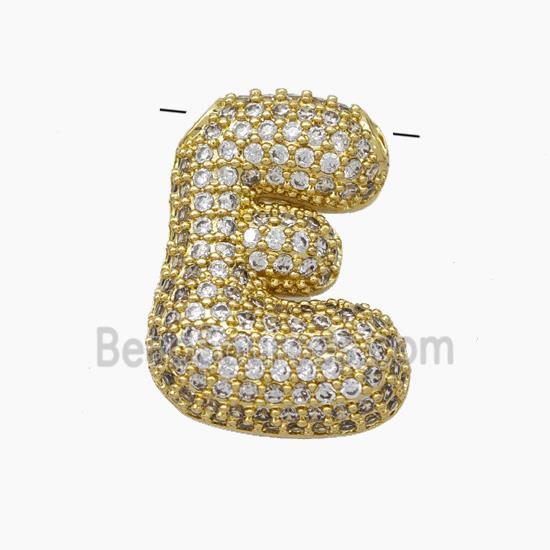 Copper Letter Pendant pave zircon, Gold Plated