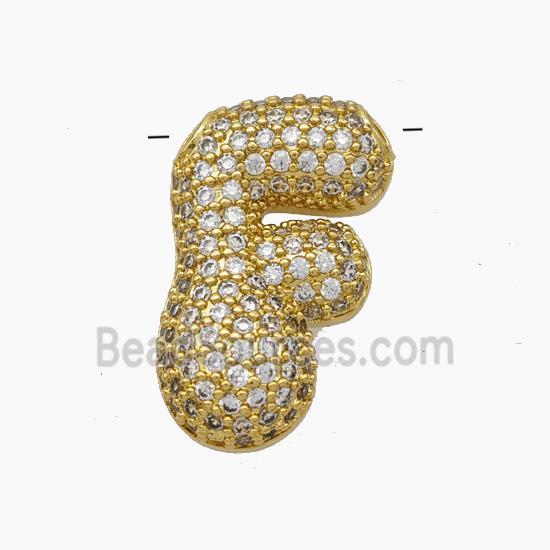 Copper Letter Pendant pave zircon, Gold Plated