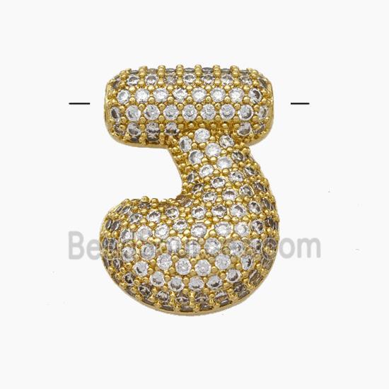 Copper Letter Pendant pave zircon, Gold Plated