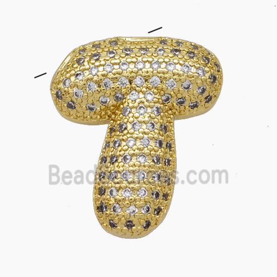 Copper Letter Pendant pave zircon, Gold Plated