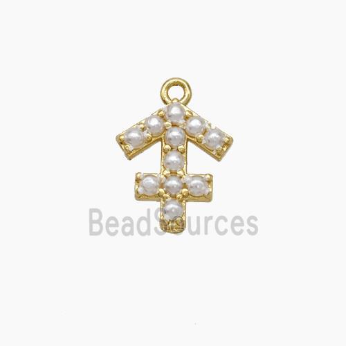 Copper Pendant pave resin pearlized, Gold plated