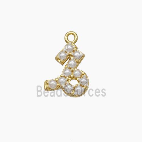 Copper Pendant pave resin pearlized, Gold plated