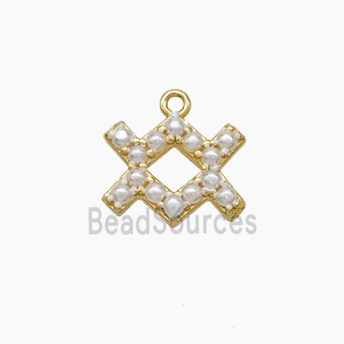 Copper Pendant pave resin pearlized, Gold plated