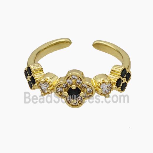 Copper Ring pave zircon, Gold plated