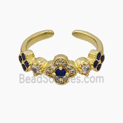 Copper Ring pave zircon, Gold plated